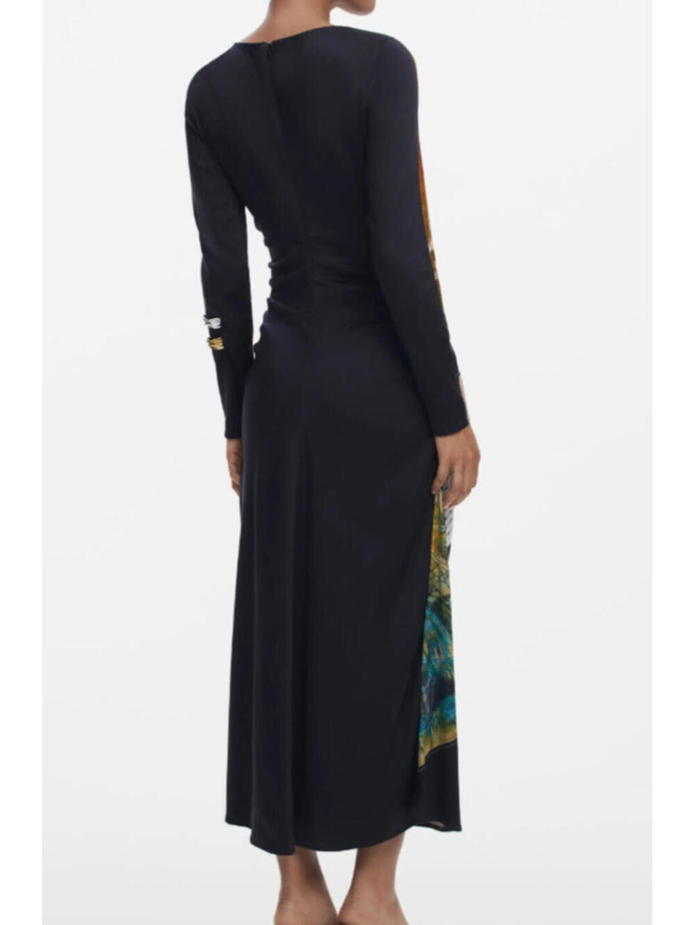 NEW, Desigual Mix Print Long Sleeve Midi Dress in Black Sz S #MD1697 - Picture 3 of 8